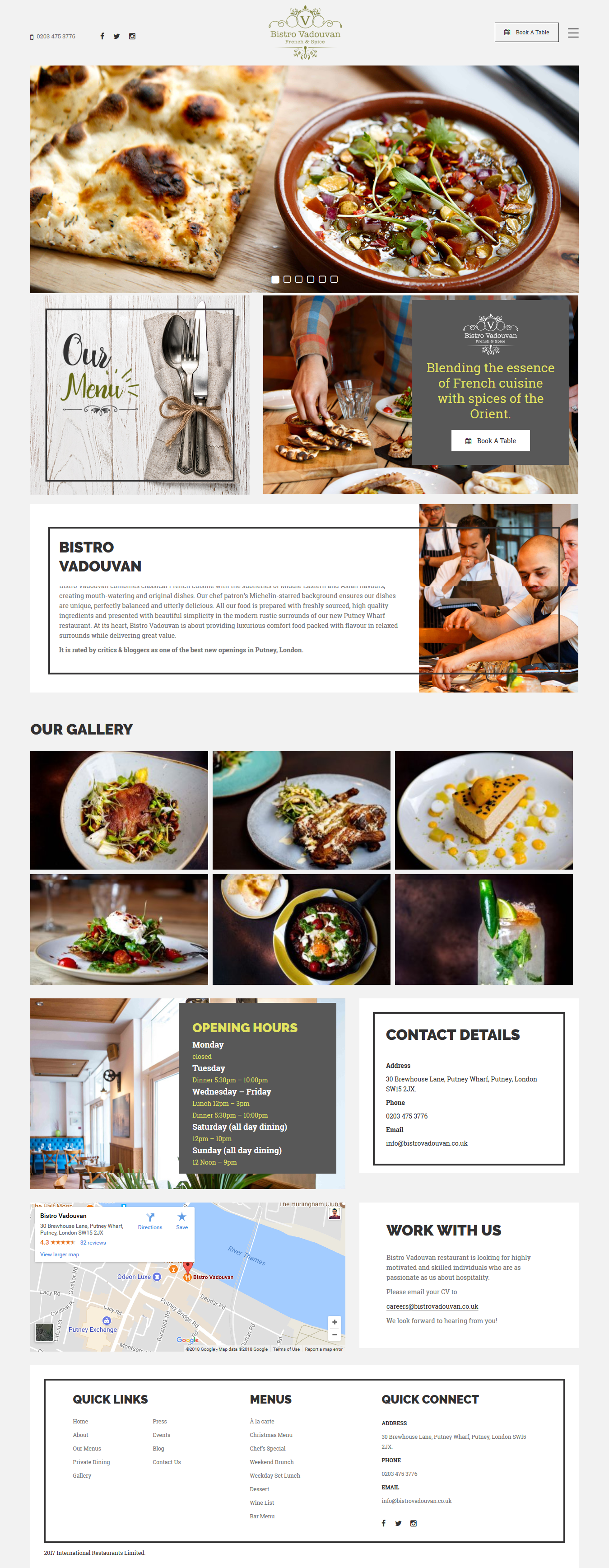 Bistro Vadouvan Restaurant Website Design